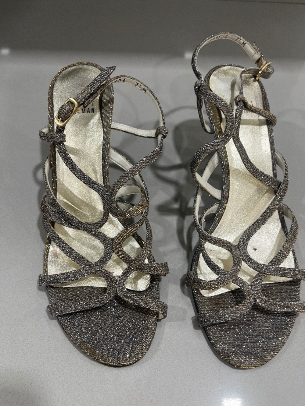 Stuart Weitzman Metallic Strappy Sandals. 7 1/2.